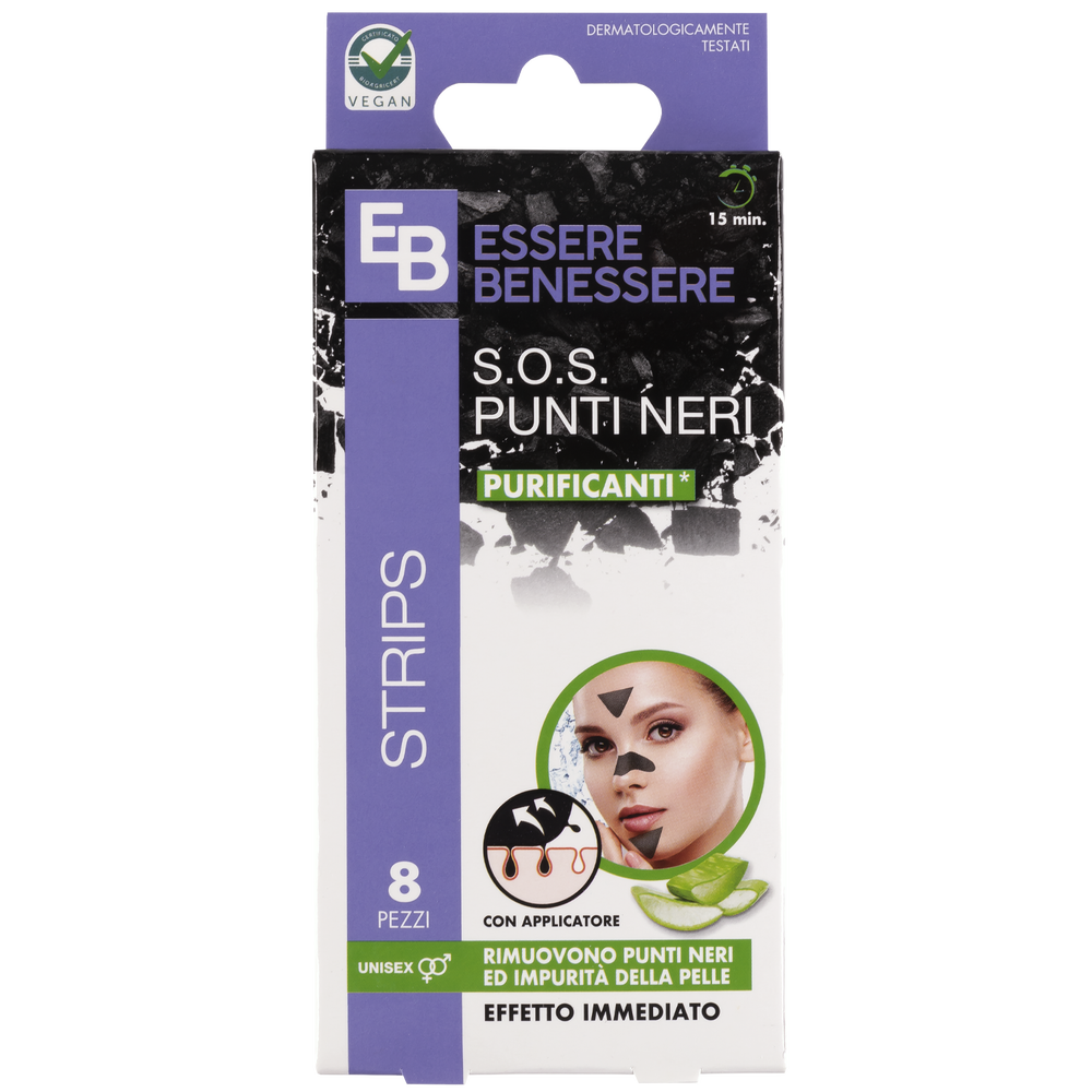 Essere Benessere Strips Punti Neri Carbone 8pz, , large