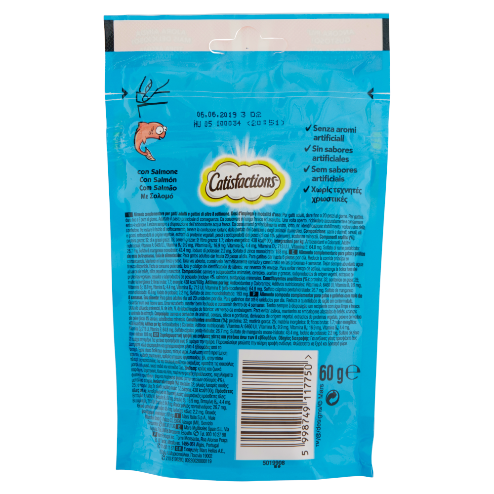 Catisfactions Snack Gatto con Delizioso Salmone 60 g, , large