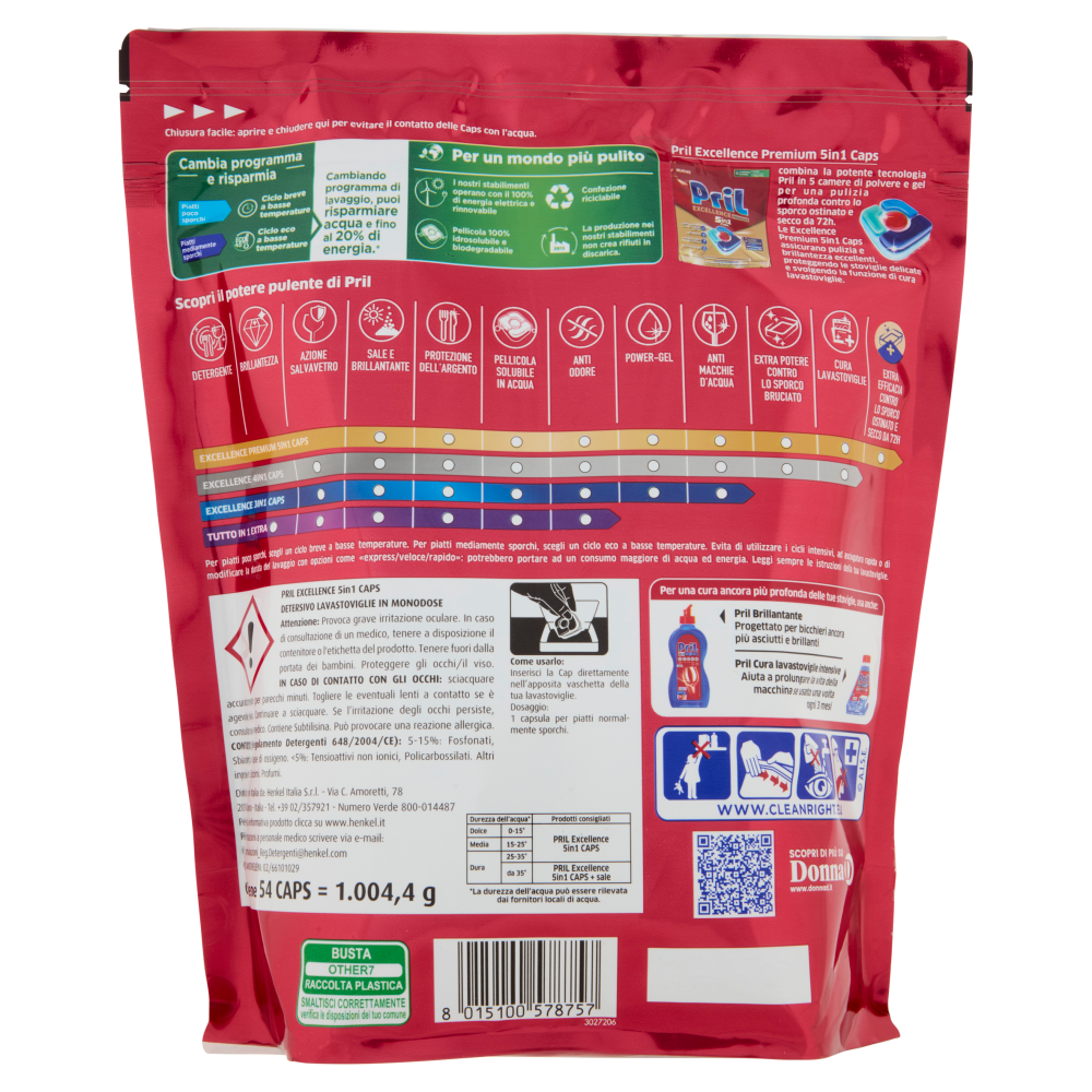 Pril Excellence Premium 5in1 Caps 54 Pezzi, , large