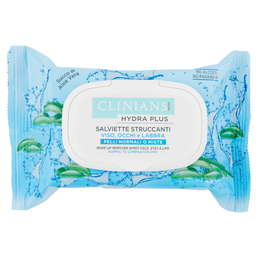 Clinians Hydra Plus Salviette Struccanti Viso, Occhi e Labbra 25 Pezzi, , large