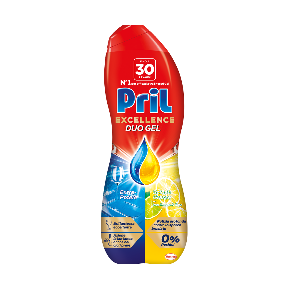 1 Flacone PRIL Excellence Duo Gel Limone Detersivo Lavastoviglie 30 Lavaggi - Immagine 3
