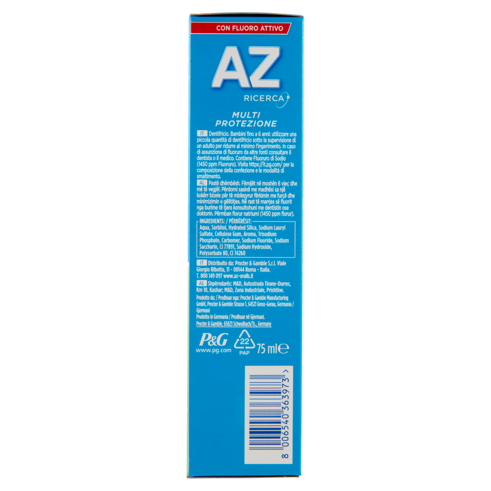 Az Ricerca Scudo Protezione Famiglia Dentifricio 75 ml, , large