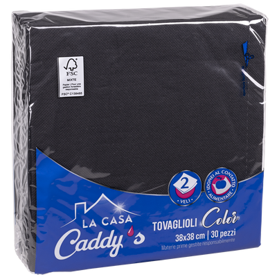 Caddy's Tovaglioli 38x38 Nero 30 Pezzi