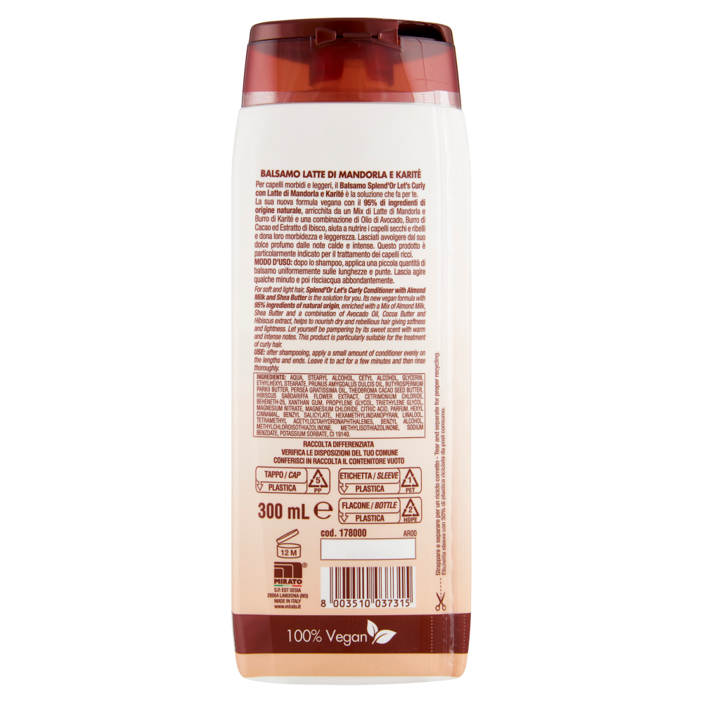 Splend'Or Balsamo Latte di Mandorla e Karité Let's Curly! Nutriente 300 ml, , large