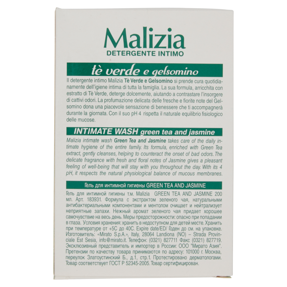 Malizia T&eacute; Verde Detergente Intimo 200 ml, , large