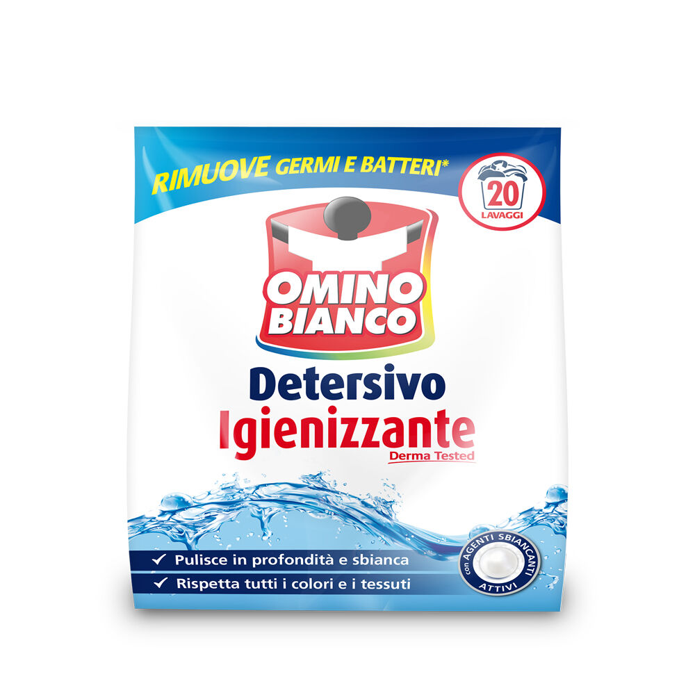 Omino Bianco Igienizzante Detersivo Lavatrice in Polvere 20 Misurini, , large