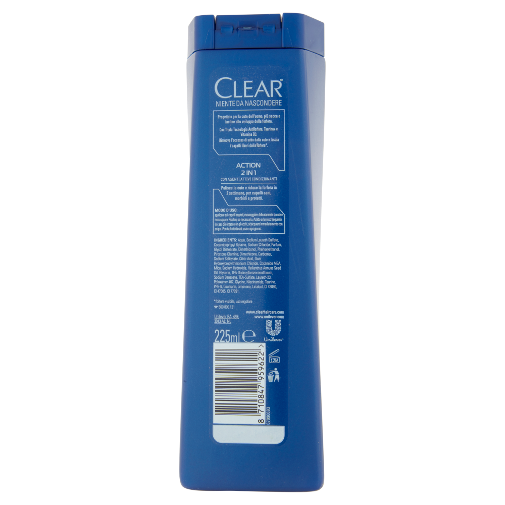 Clear Men Shampoo Antiforfora  Action 2in1 225 ml, , large