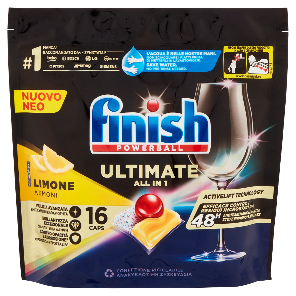 Finish Ultimate All In One Lemon Lavastoviglie 16 Caps, , large
