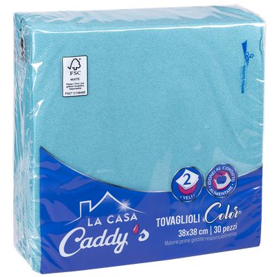 Caddy's Tovaglioli 38x38 Azzurro Turchese 30 Pezzi