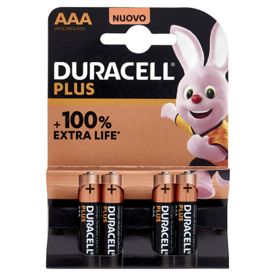 Duracell Plus AAA Batterie Ministilo Alcaline 1.5V LR03 MN2400 Confezione da 4