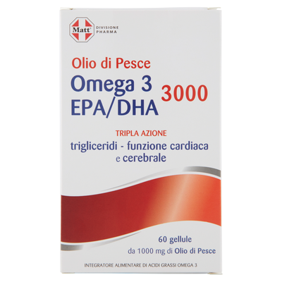 Matt Olio di Pesce Omega 3 EPA/DHA 3000 60 Gellule