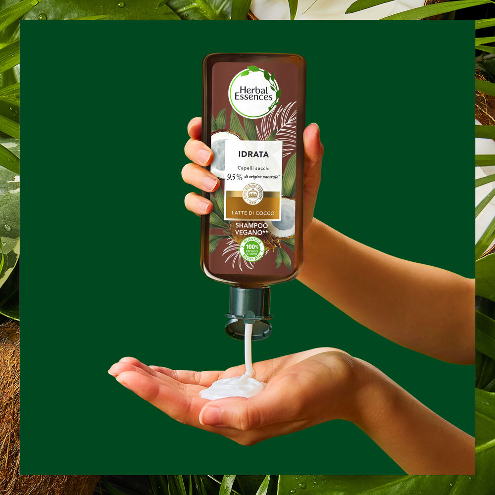 Herbal Essences Shampoo Idrata, con Latte Di Cocco, per Capelli Secchi, con Veri Estratti Botanici, in collaborazione con Royal Botanic Gardens, Kew, 250ml, , large