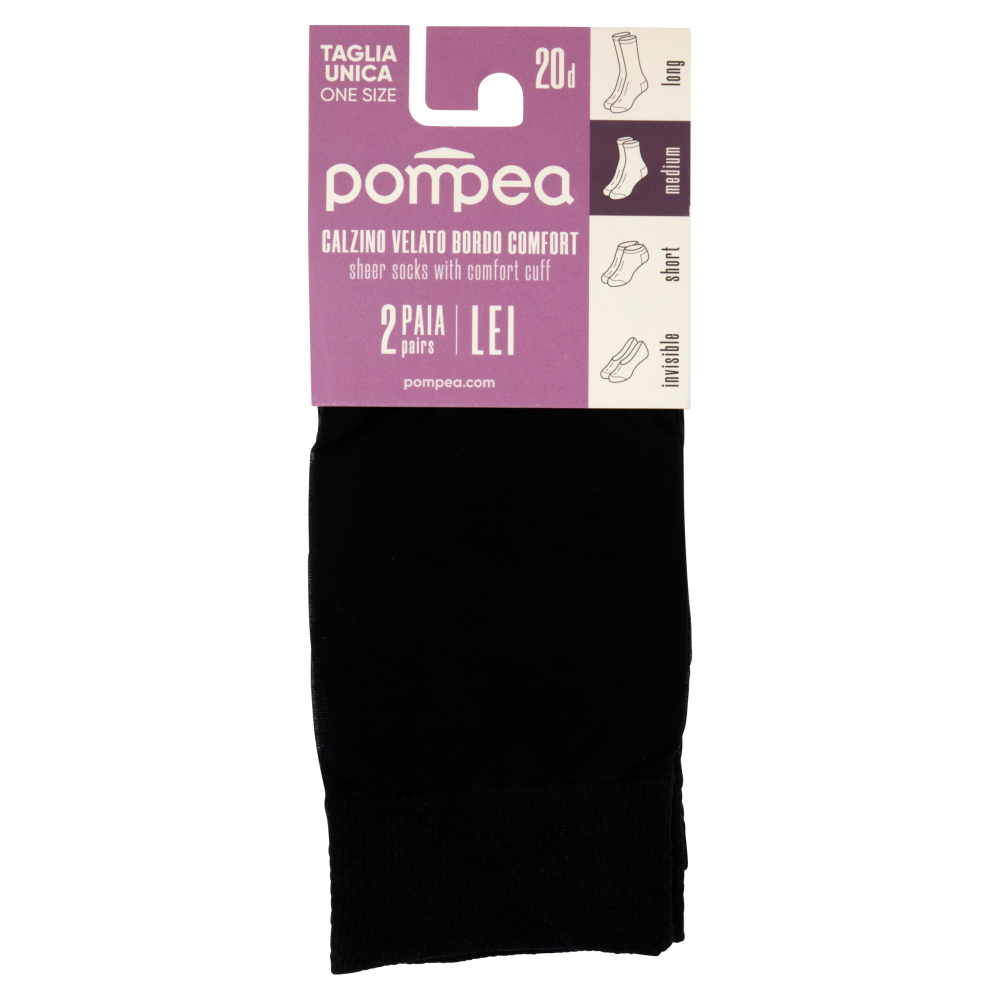 Pompea Lei Calzino Velato Medium 15 Denari Taglia Unica Nero 2 Paia, , large
