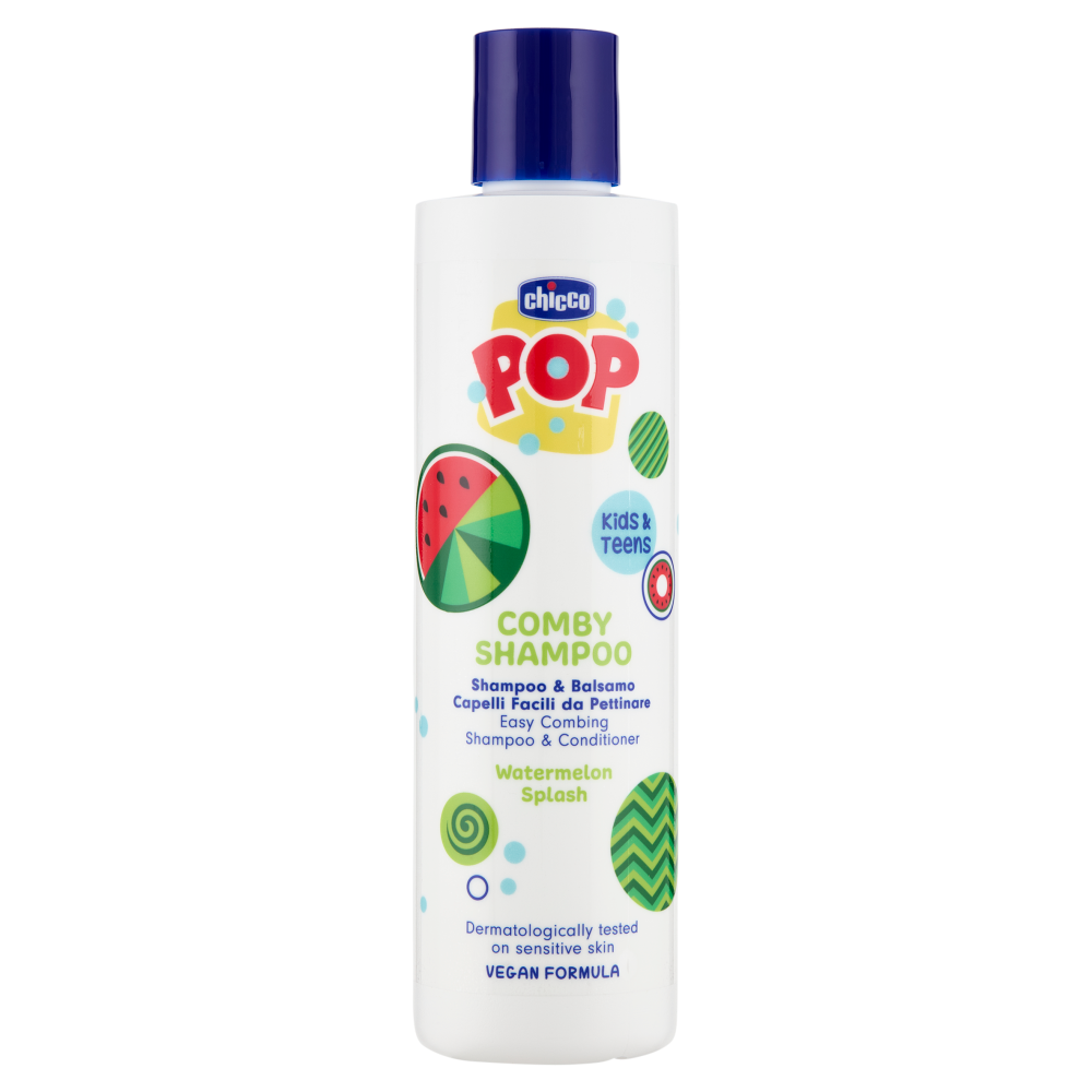 Chicco Pop Comby Shampoo & Balsamo Capelli Facili da Pettinare Watermelon Splash 250 ml, , large