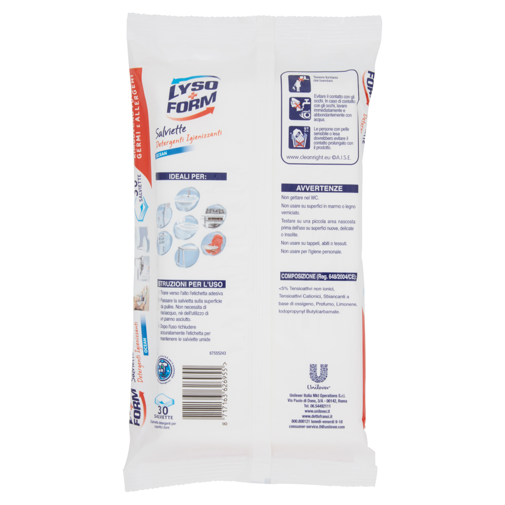 Lysoform Detergenti Igienizzanti Ocean 30 Salviette, , large