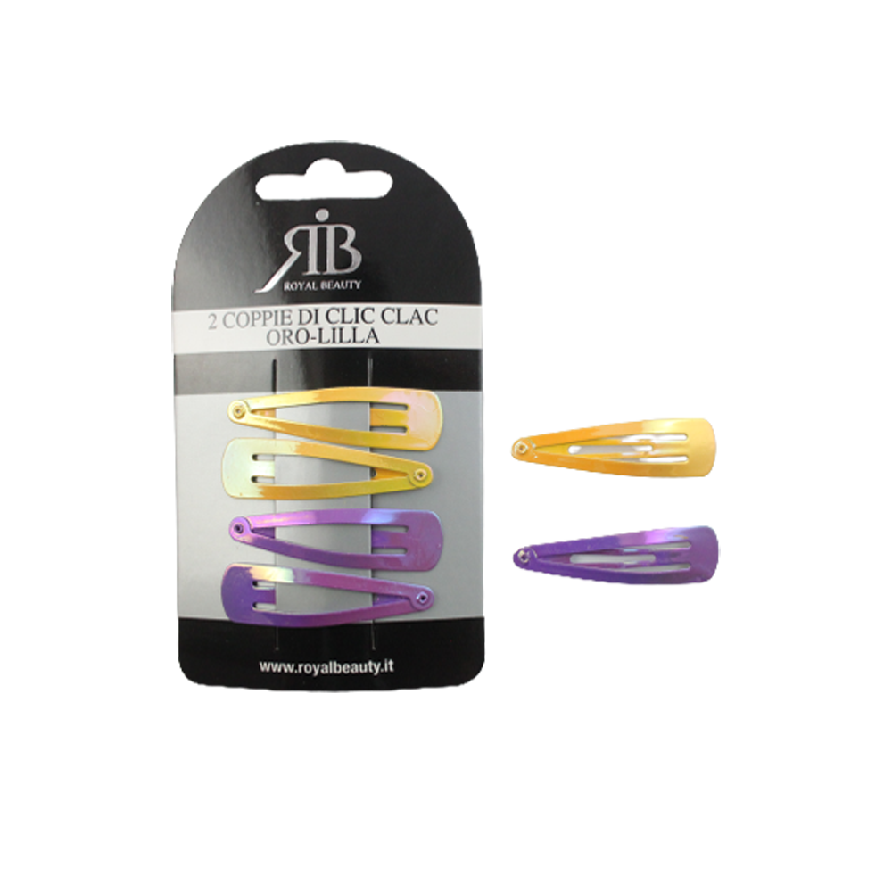 Royal Beauty Clic Clac 2 Coppie Oro e Lilla, , large