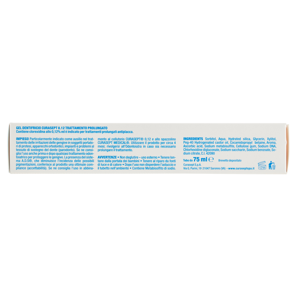Curasept Gel Dentifricio Trattamento Prolungato Clorexidina 0.12 75 ml, , large