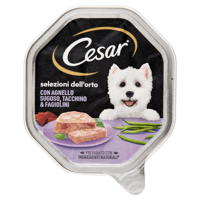 Cesar Dog Selezioni dell'Orto con Agnello sugoso, tacchino e fagiolini in Gelatina 150 gr