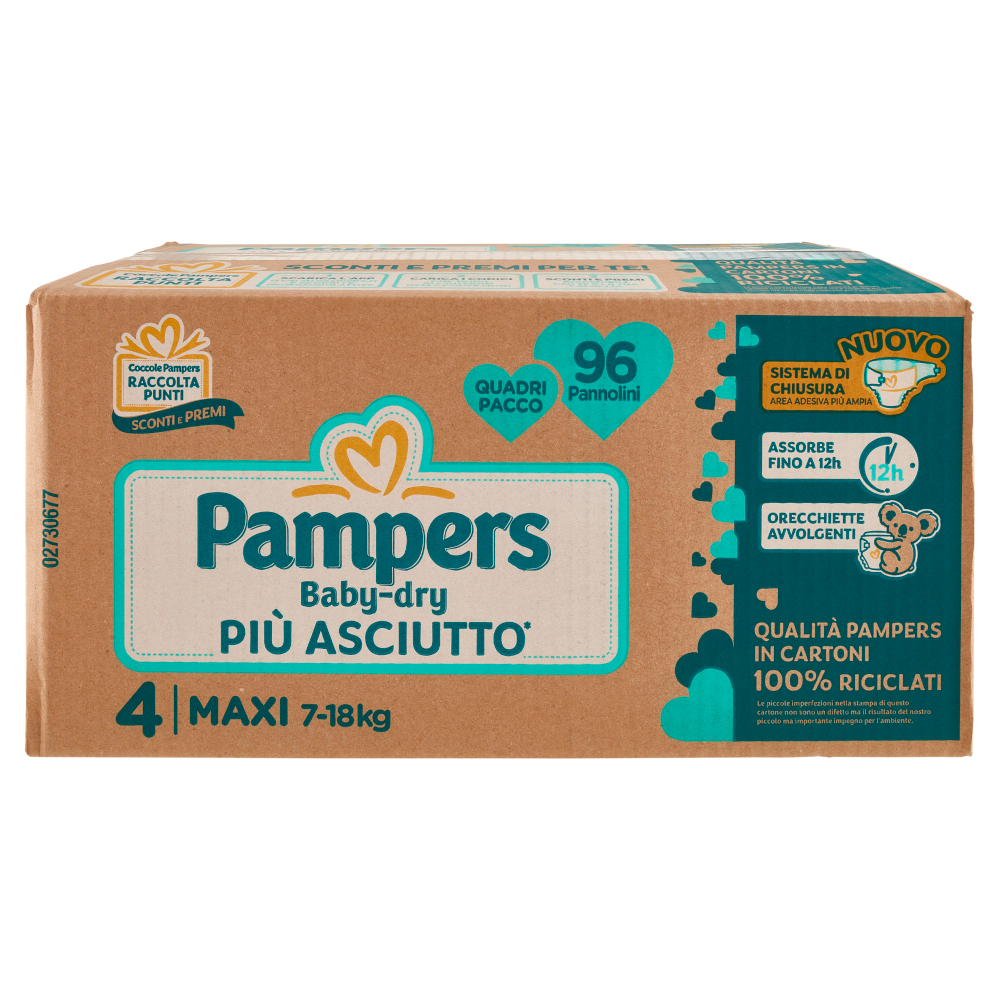 Pampers Baby Dry Maxi Quadripacco (7-18 kg) 96 Pannolini, , large