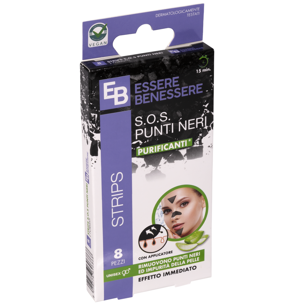 Essere Benessere Strips Punti Neri Carbone 8pz, , large
