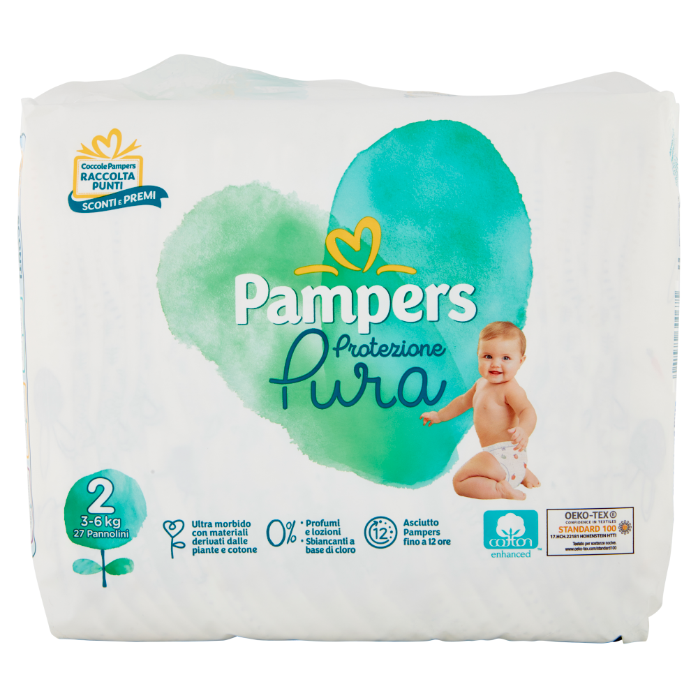 Pampers Protezione Pura Tg. 2 27 Pannolini, , large