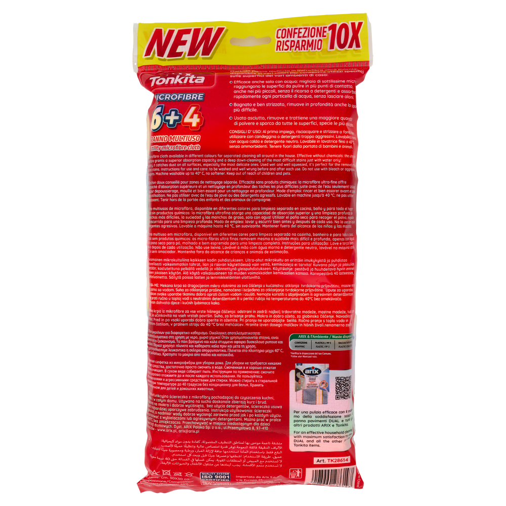 Tonkita Microfibre Panno Multiuso 6 + 4 Pezzi, , large