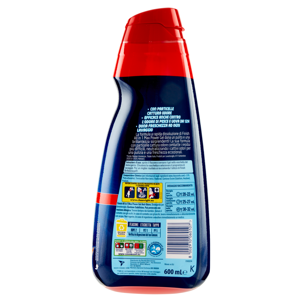 Finish Power Gel Antiodore Gel Lavastoviglie 30 Lavaggi, , large