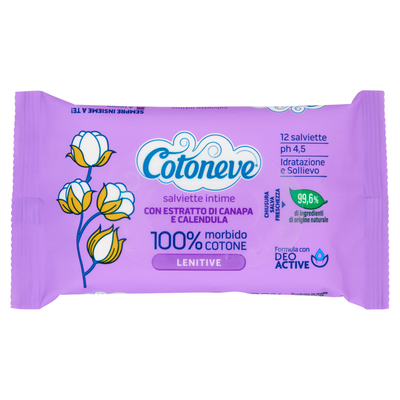 Cotoneve Salviette Intime con Estratto di Canapa e Calendula Lenitive 12 Pezzi