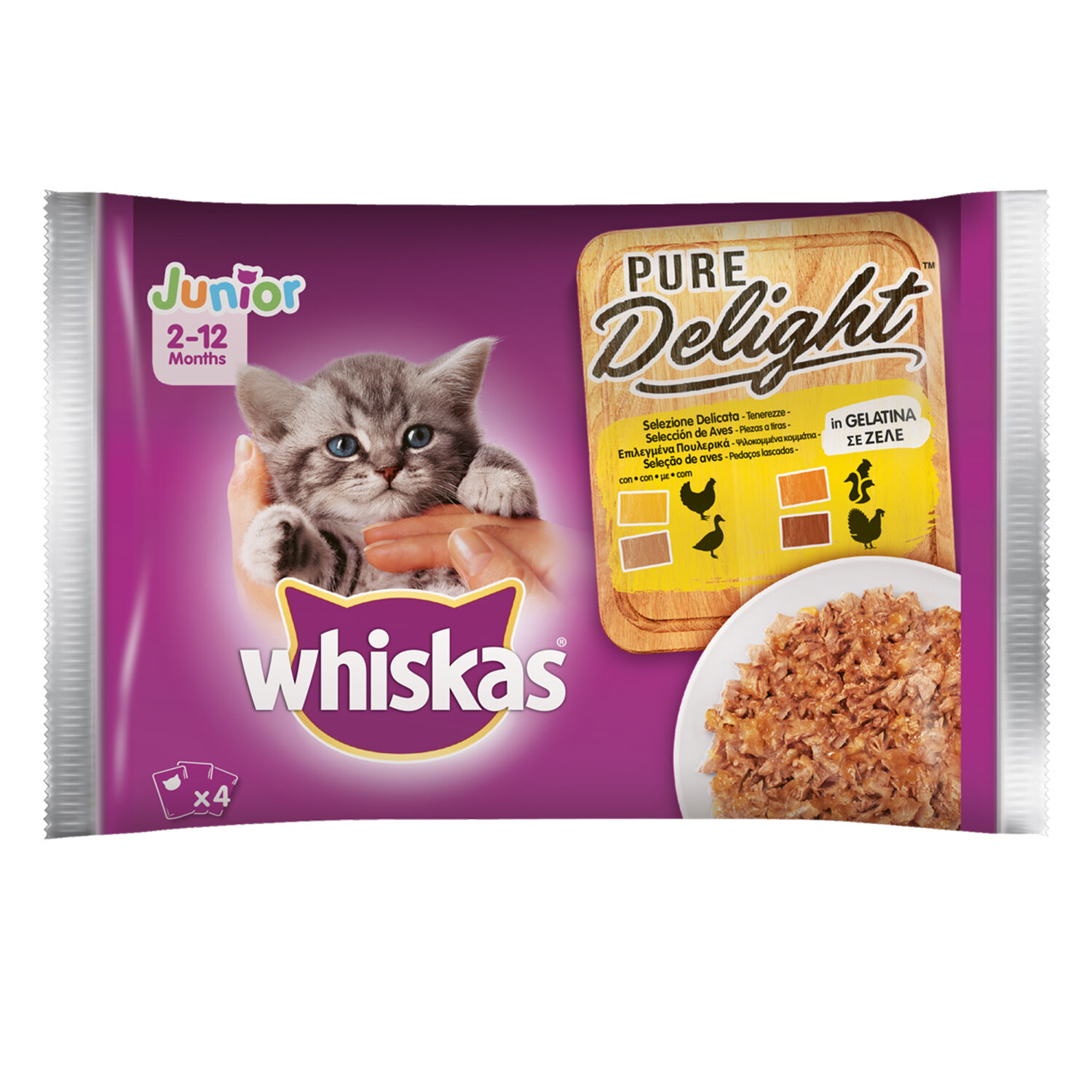Whiskas Junior Straccetti in Gelatina Selezione Delicata 4 Buste 85 g - -