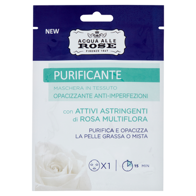Acqua alle Rose Purificante Maschera in Tessuto Opacizzante Anti-Imperfezioni