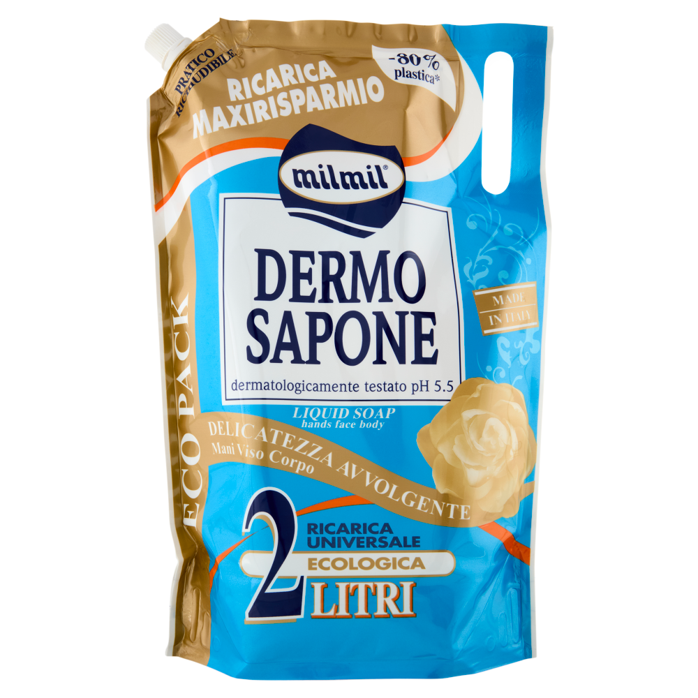 Milmil Dermo Sapone Delicatezza Avvolgente Ricarica Universale Ecologica 2 Litri, , large