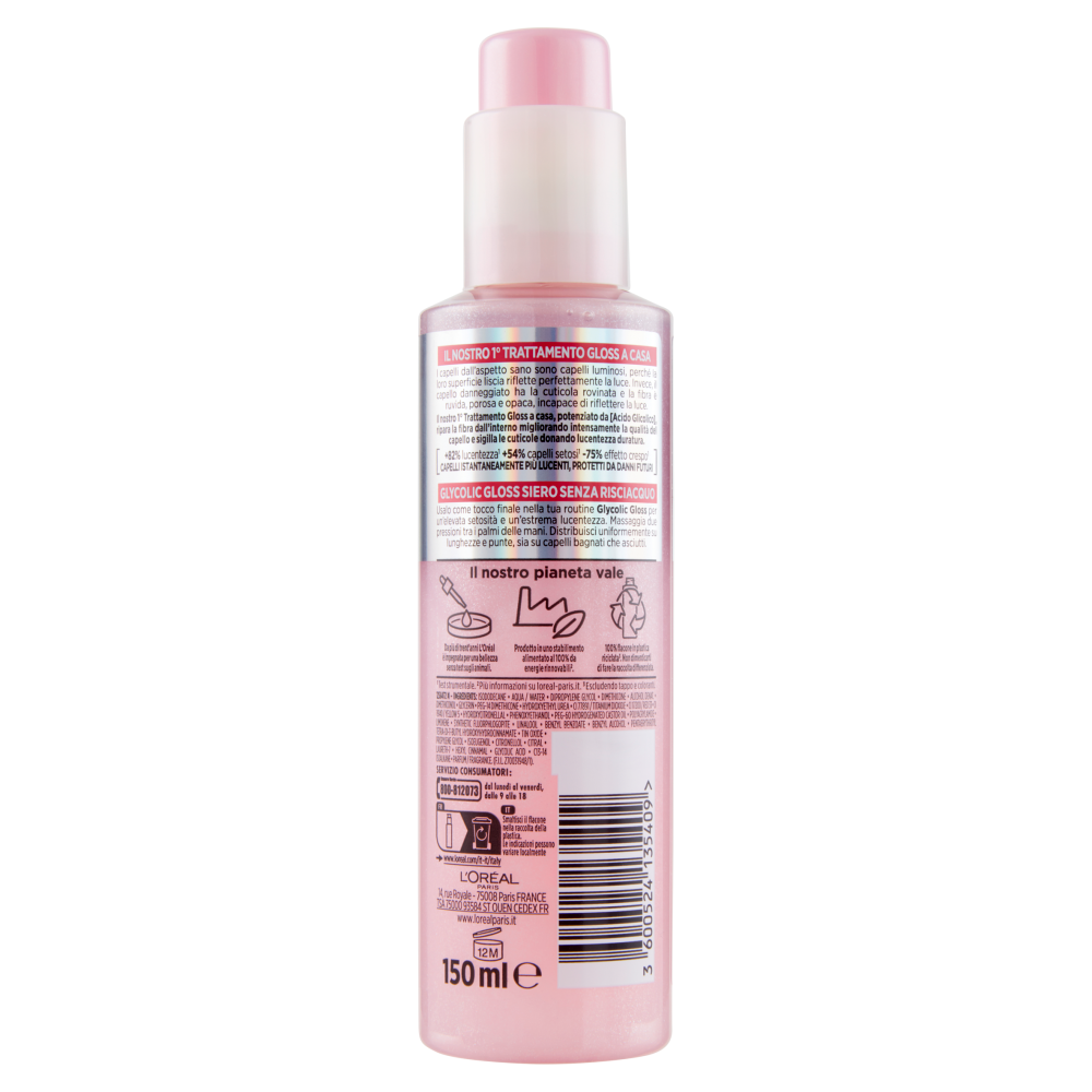 L'Or&eacute;al Paris Elvive Glycolic Gloss Siero Senza Risciacquo con Acido Glicolico 150 ml, , large
