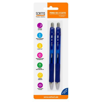 Scatto Penna a Scatto Gel Blu 2 Pezzi