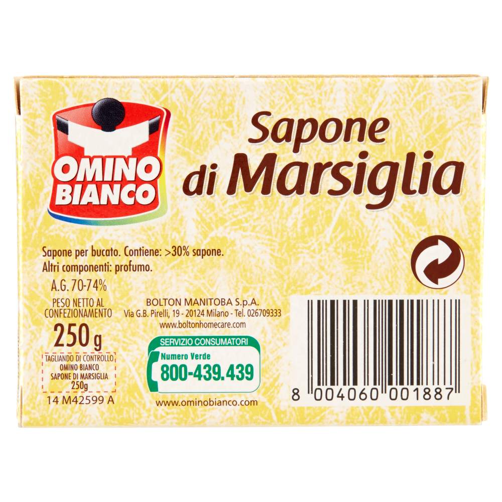 Omino Bianco Sapone di Marsiglia 250 g, , large