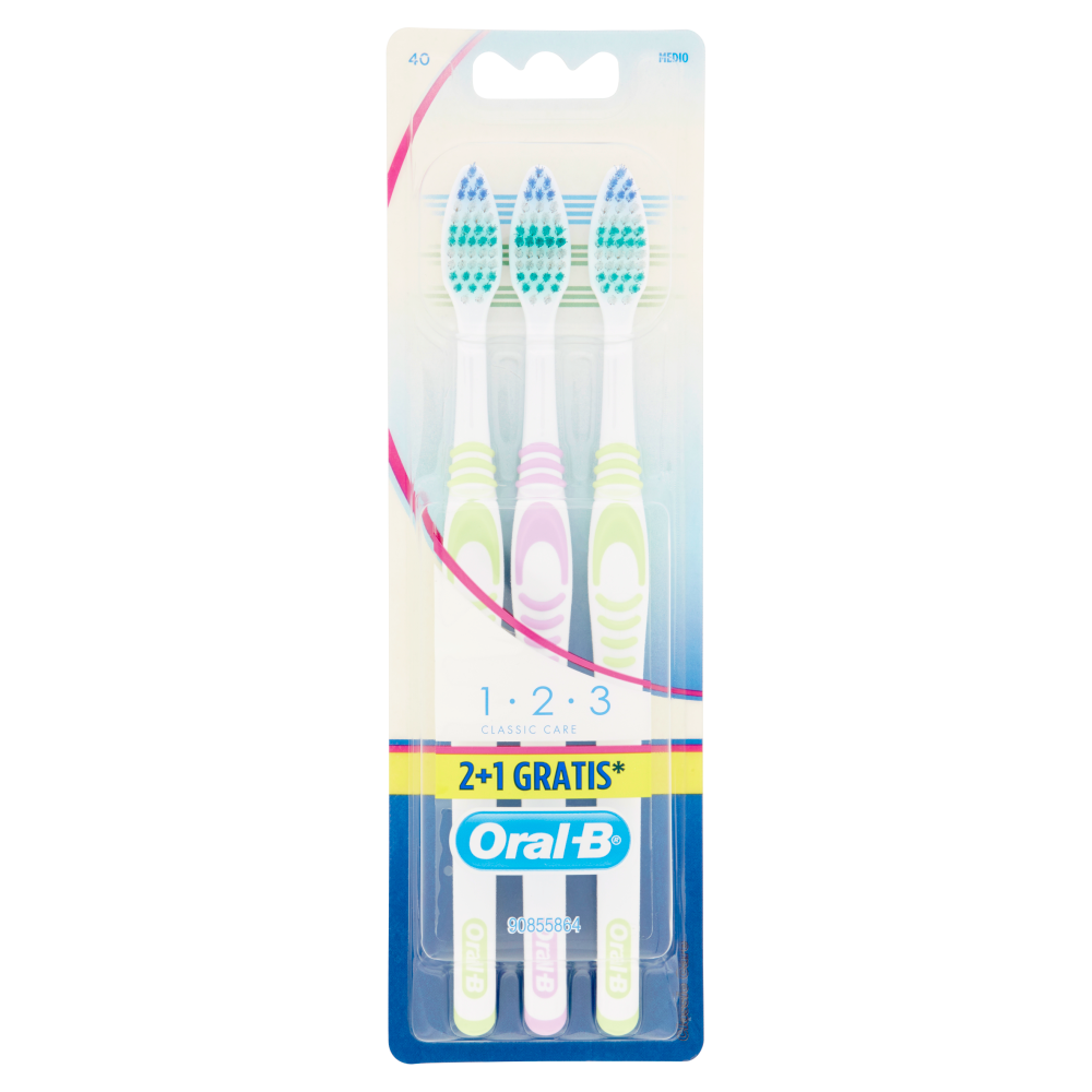 Oral-B Spazzolino Manuale 1 2 3 Classic Care 40 Medio 2+1 Gratis - -