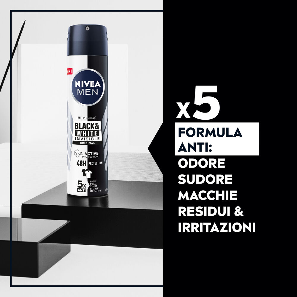 Nivea Men Black & White Invisible Original Deodorante Uomo Spray 150 ml, , large