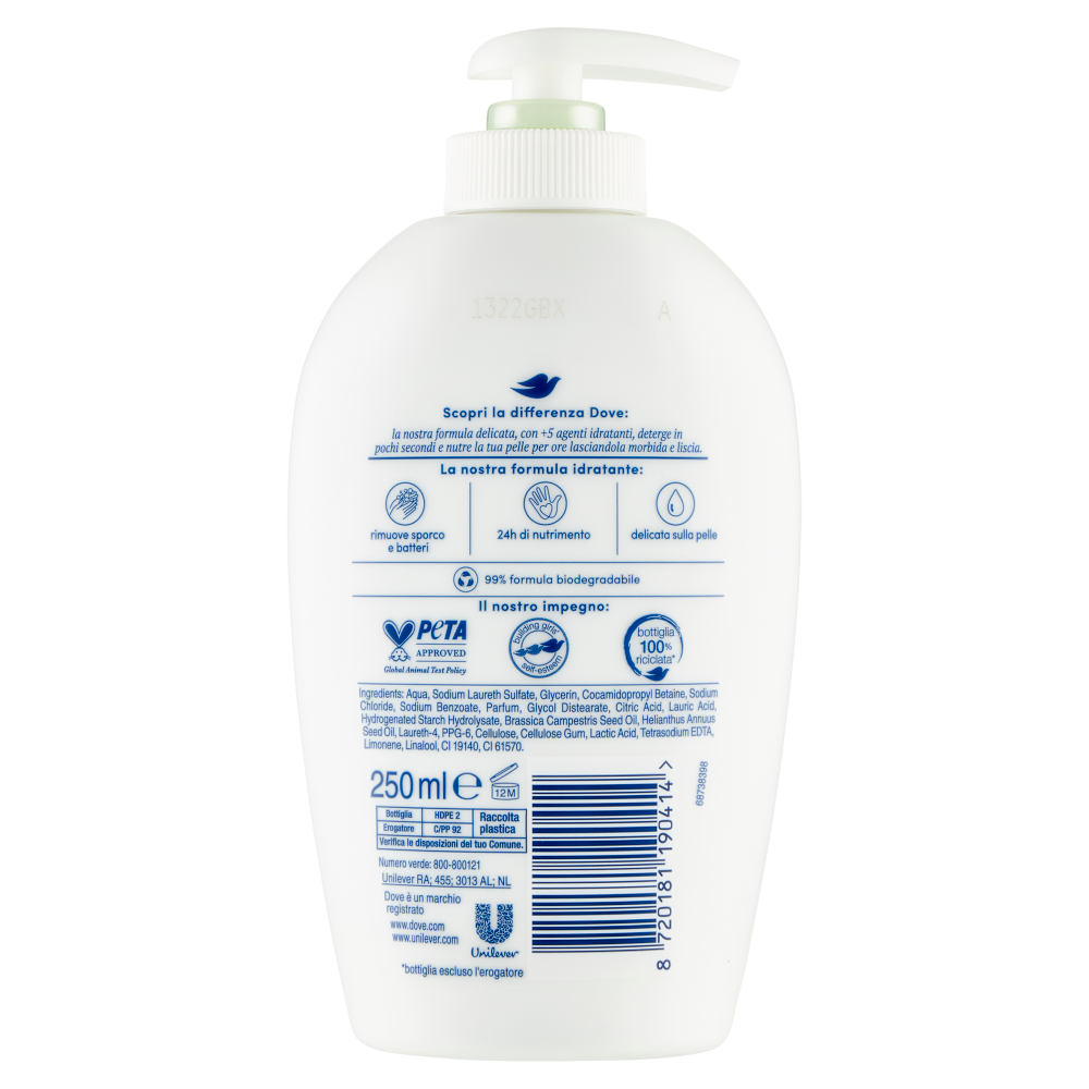 Dove Sapone Detergente Idratante Rinfrescante 250 ml, , large