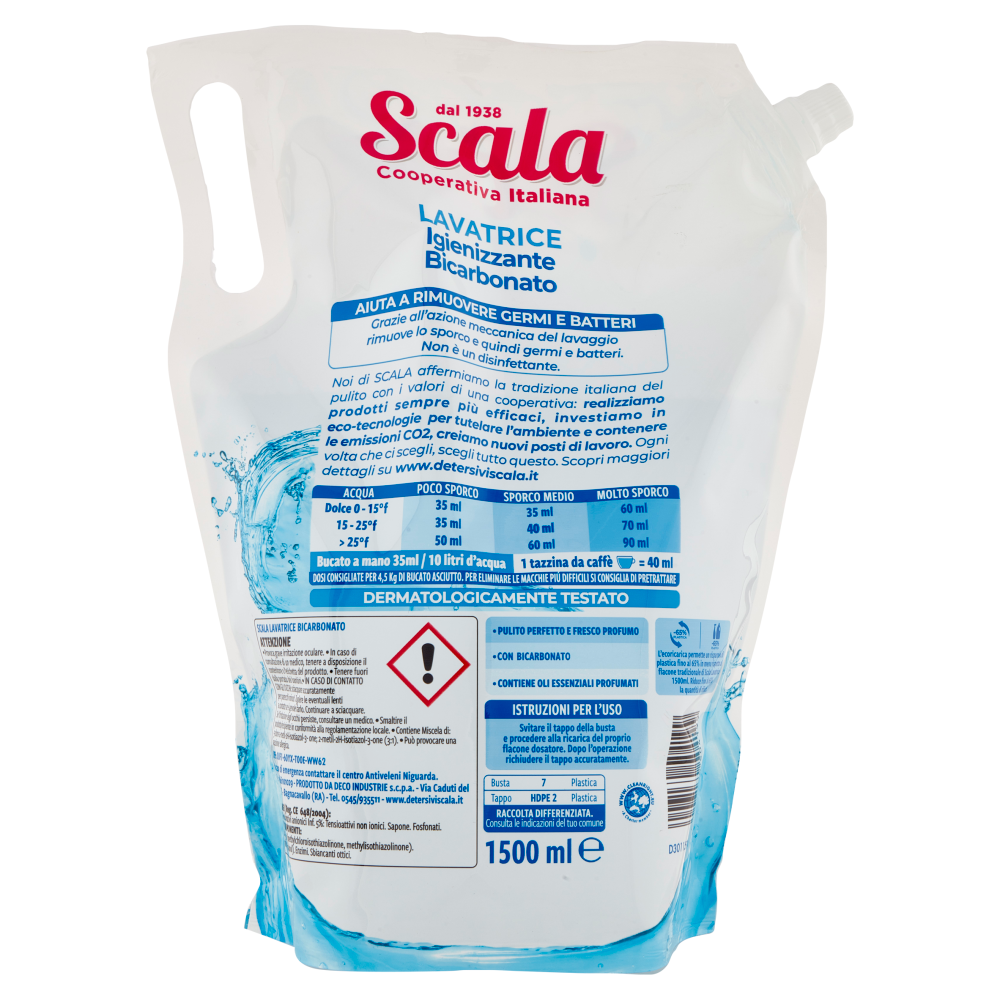 Scala Lavatrice Igienizzante Bicarbonato Ecoricarica 1500 ml, , large