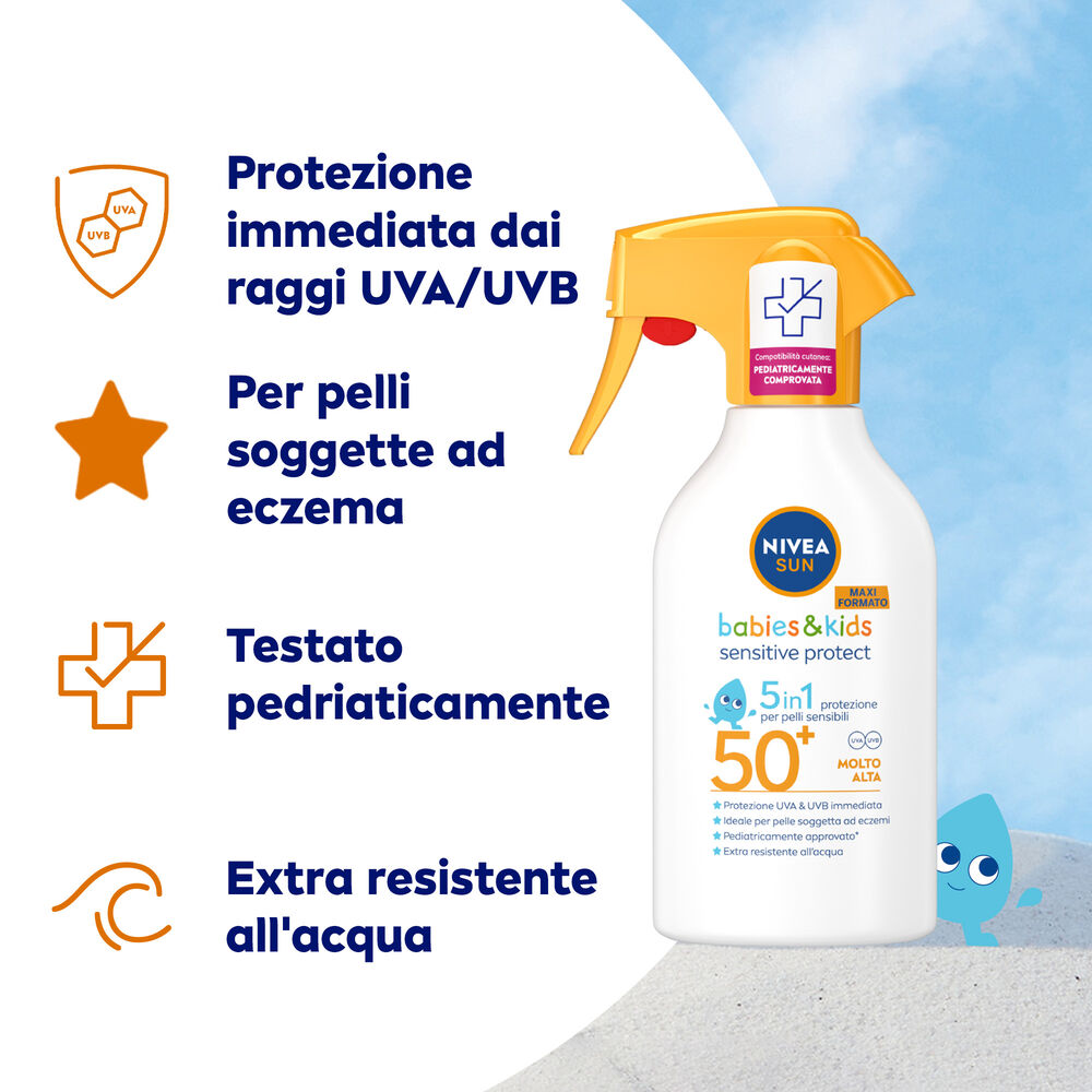 Nivea Sun Kids Sensitive Spray Solare Spf 50+ 300 ml, , large