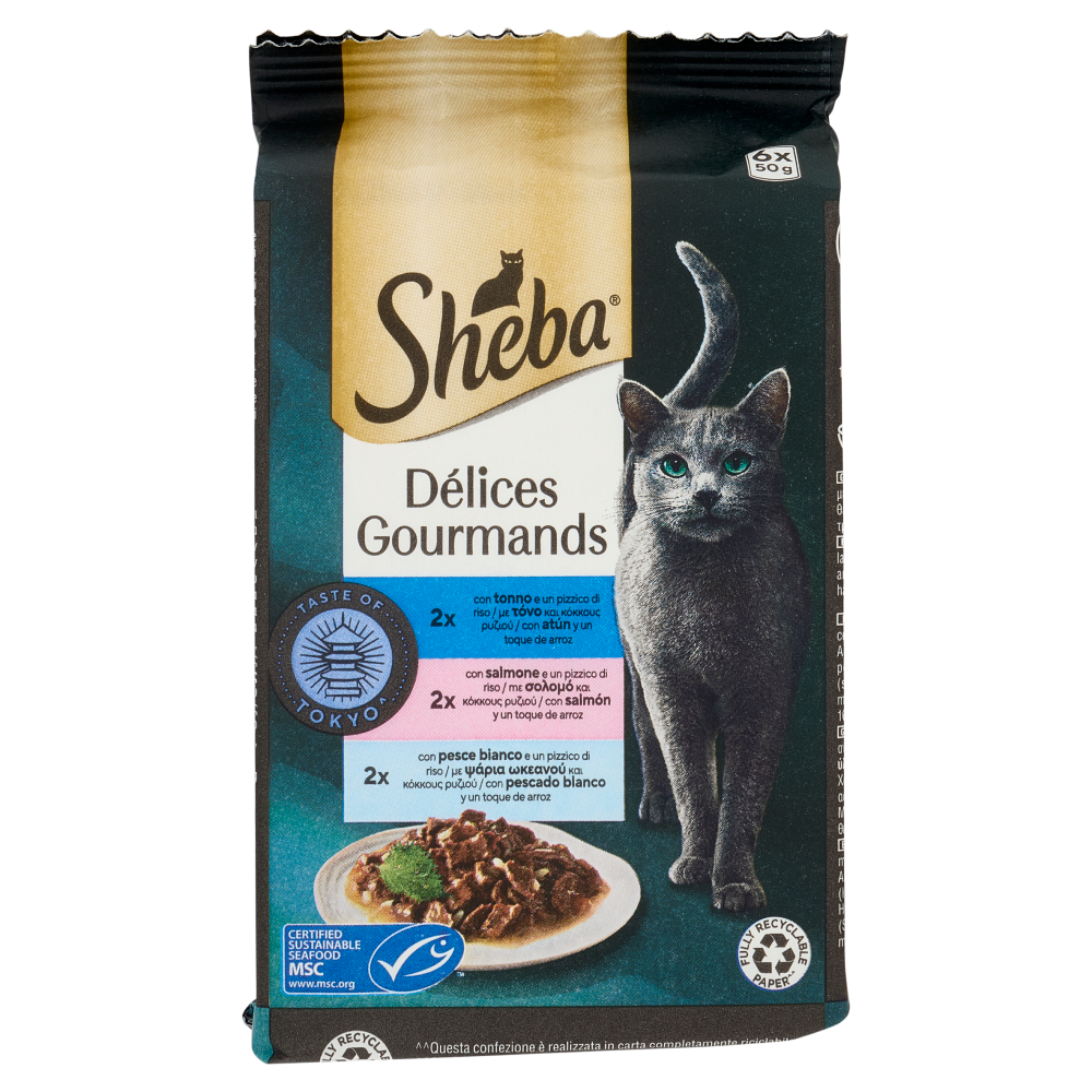 Sheba D&eacute;lices du Jour Gourmands Cibo Umido Gatto Taste of Tokyo 6 x 50 g, , large