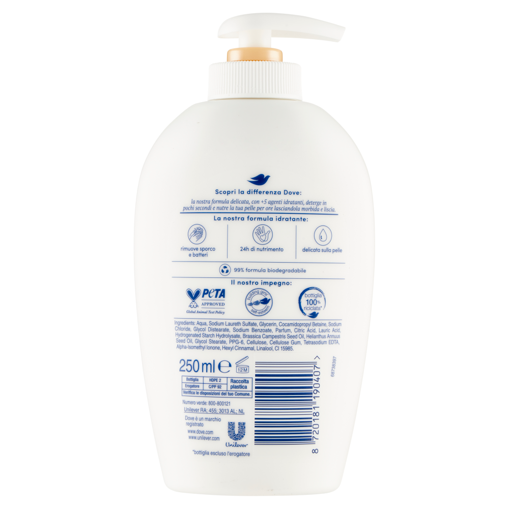 Dove Sapone Detergente Idratante Seta Preziosa 250 ml, , large