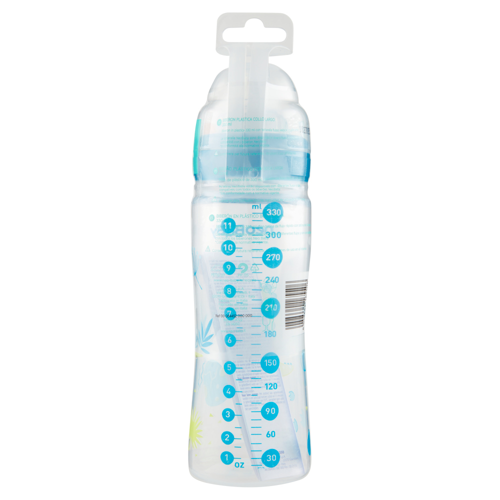 Neo Baby Biberon Plastica Collo Largo 330 ml 4m+ Dino Blu, , large