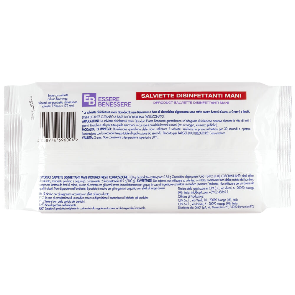 Essere benessere Salviette Disinfettanti Mani 60 Salviette, , large
