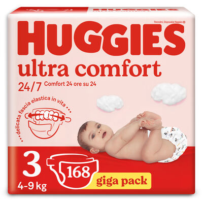 Huggies Pannolini Ultra Comfort Taglia 3 (4-9 Kg) 168 Pannolini