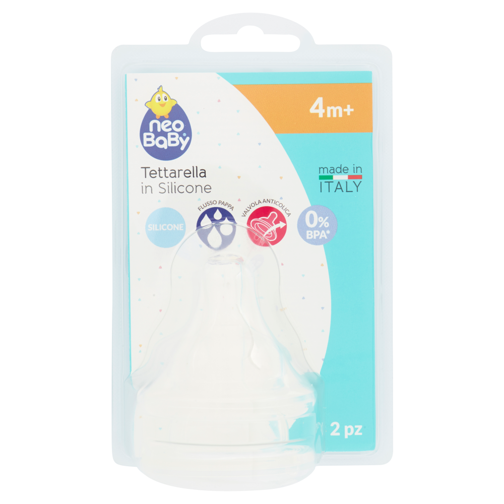 Neo Baby Tettarella in Silicone Flusso Pappa 4m+ 2 Pezzi, , large