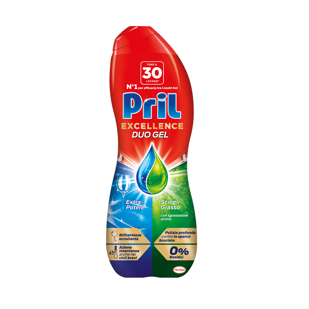 Pril Excellence Duo Gel Sciogli Grasso 30 Lavaggi, , large