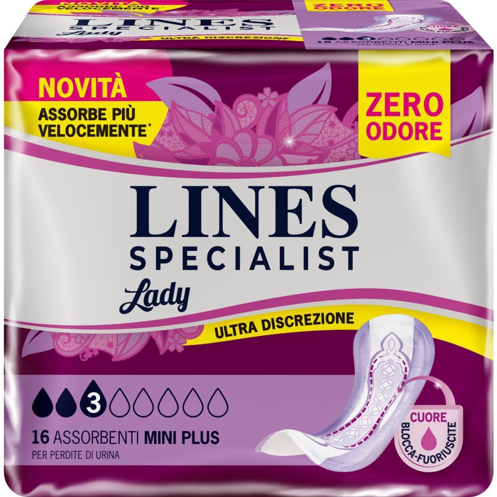Lines Specialist Assorbenti Per Incontinenza Lady Mini Plus 16 Pezzi - Immagine 4