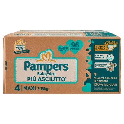 Pampers Baby Dry Maxi Quadripacco (7-18 kg) 96 Pannolini