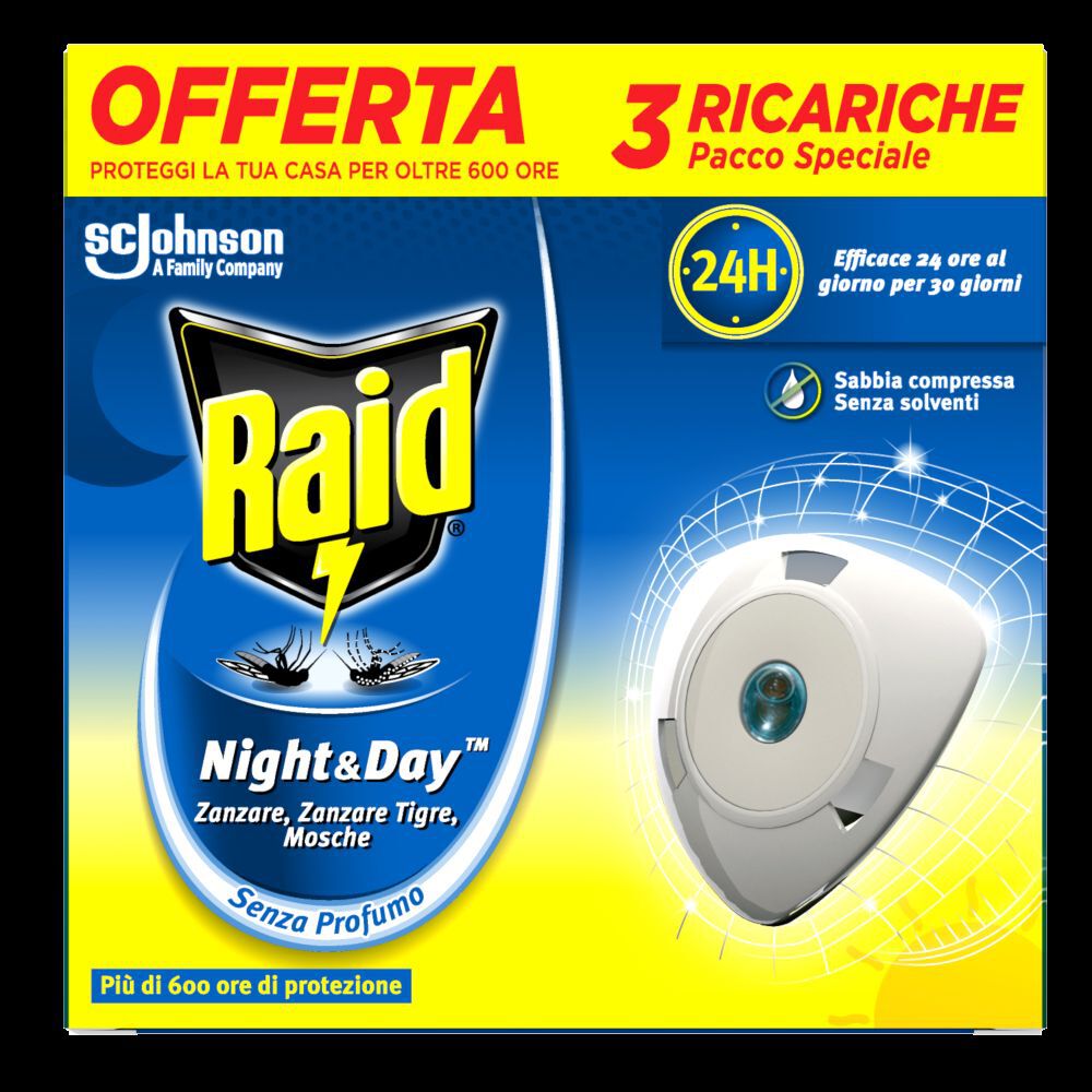 Raid Night & Day Zanzare Tripla Ricarica, , large