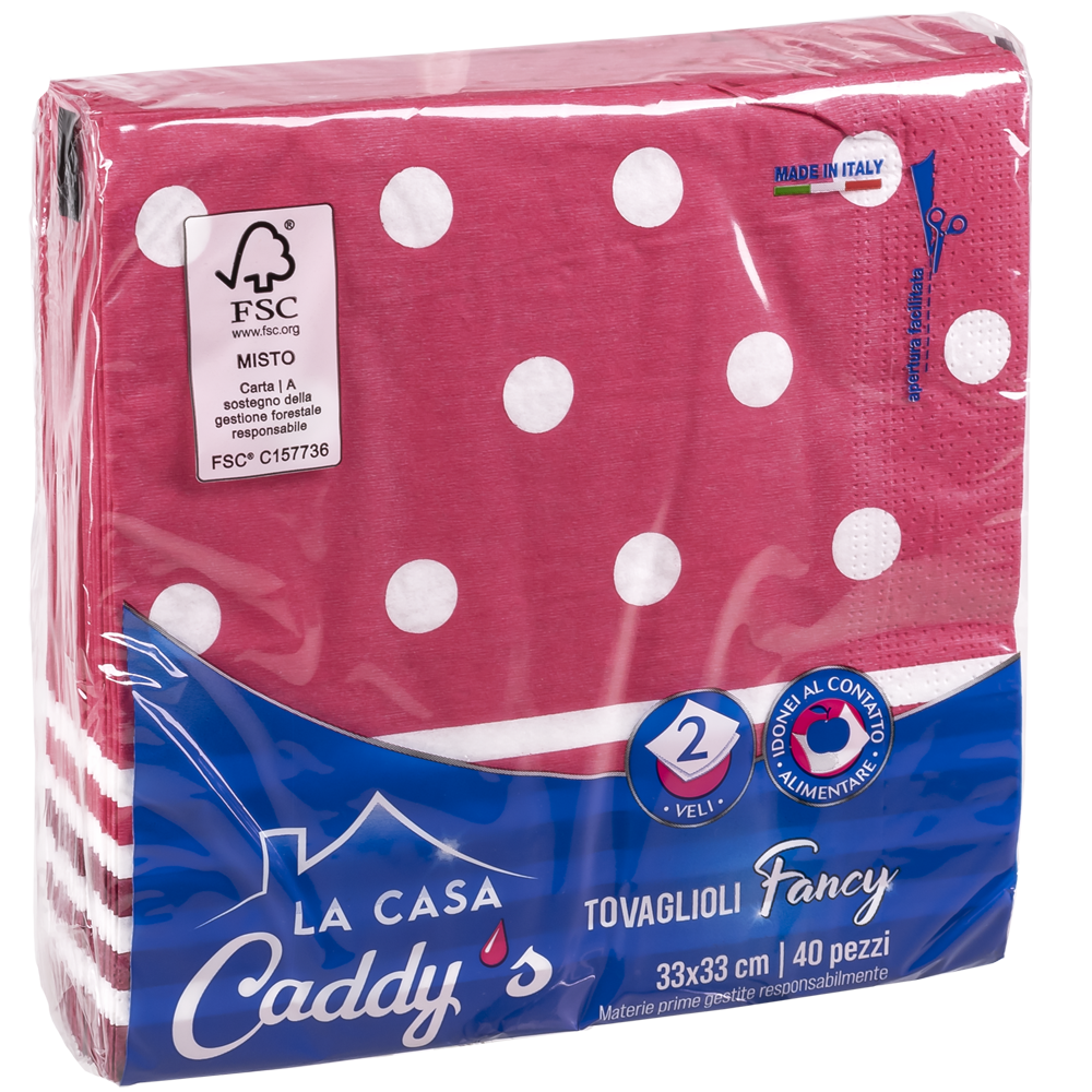 Caddy's Tovaglioli 33x33 Pois 40 Pezzi, , large